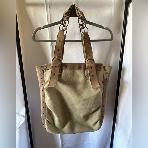 Vintage NWOT Fornarina Canvas and Suede Tote Bag with Zip Closure - Picture 2 of 8